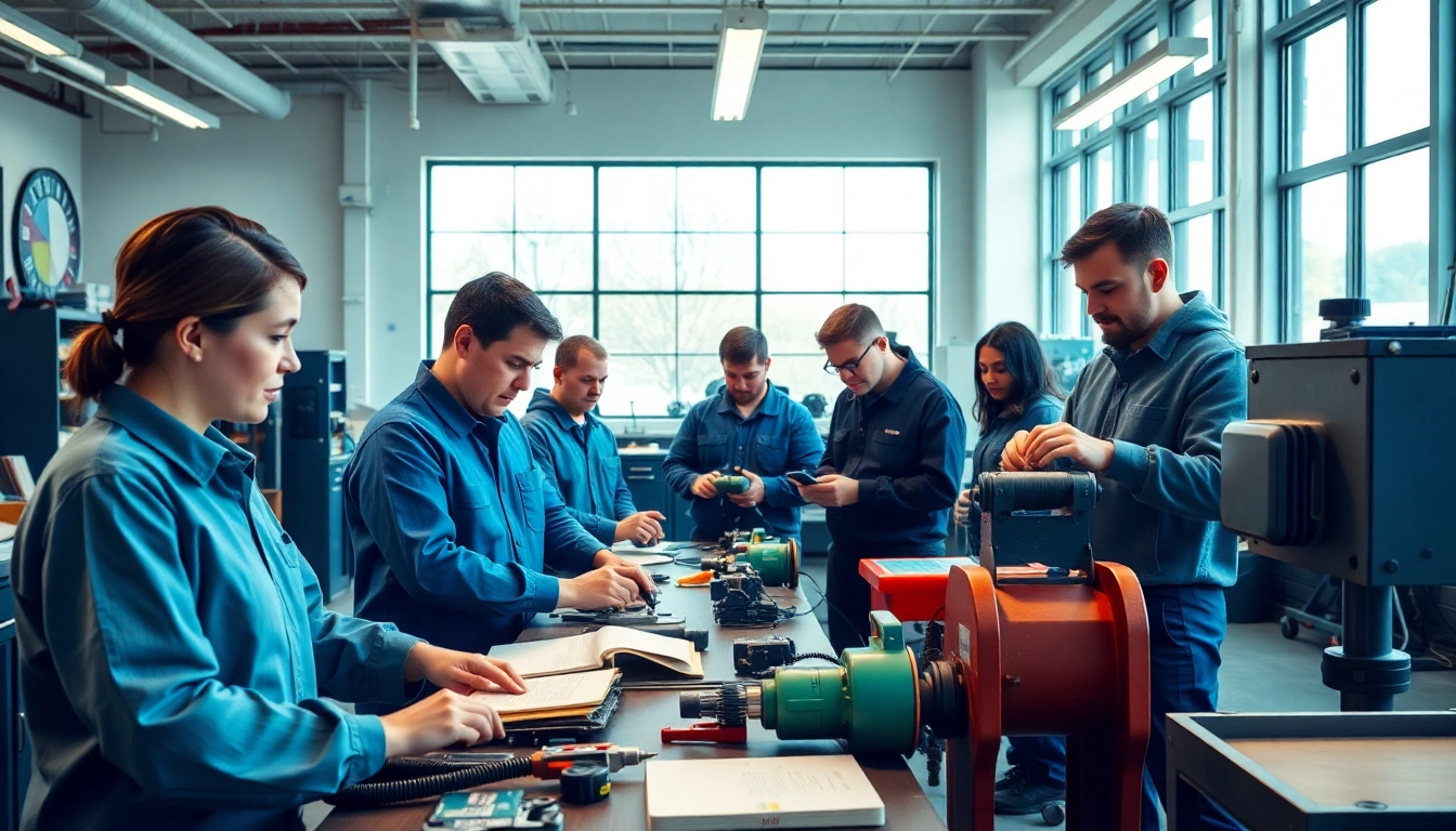Students learning practical skills at a Trade School In Tennessee classroom, with engaged instructors and advanced tools.