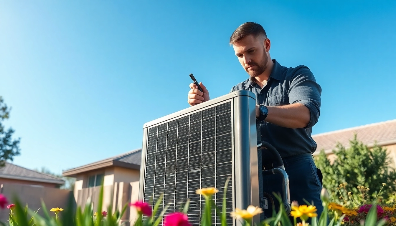 Fixing Scottsdale AC unit with expert technician in a sunny suburban environment.