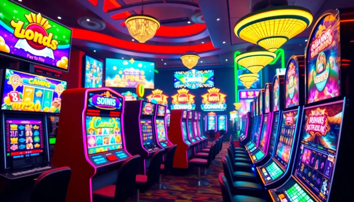 Menampilkan permainan qqmacan slot yang menarik dengan mesin slot berwarna-warni.