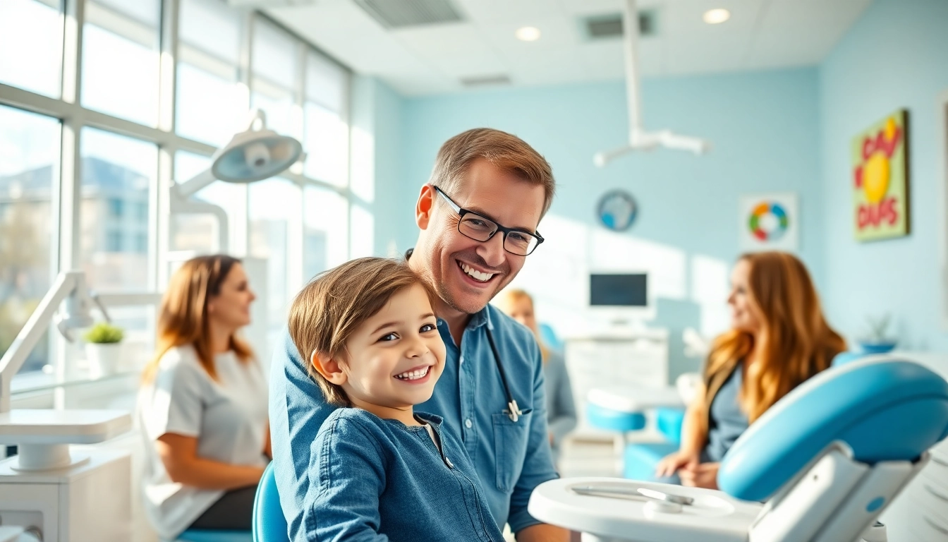 Engaging scene at Grand Strand Smile Spotlight showing cheerful orthodontist interacting with happy patients.